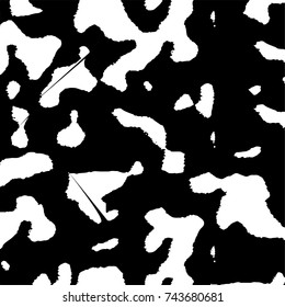 Grunge black white. Monochrome vector texture. The pattern of ink stains, cracks, fading. Overlay aged grainy messy template. Renovate wall scratched backdrop