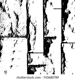 Grunge black white. Monochrome vector texture. The pattern of ink stains, cracks, fading. Overlay aged grainy messy template. Renovate wall scratched backdrop