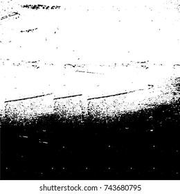Grunge black white. Monochrome vector texture. The pattern of ink stains, cracks, fading. Overlay aged grainy messy template. Renovate wall scratched backdrop