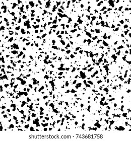 Grunge black white. Monochrome vector texture. The pattern of ink stains, cracks, fading. Overlay aged grainy messy template. Renovate wall scratched backdrop
