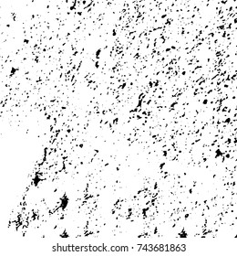 Grunge black white. Monochrome vector texture. The pattern of ink stains, cracks, fading. Overlay aged grainy messy template. Renovate wall scratched backdrop