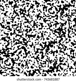 Grunge black white. Monochrome vector texture. The pattern of ink stains, cracks, fading. Overlay aged grainy messy template. Renovate wall scratched backdrop