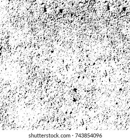Grunge black white. Monochrome vector texture. The pattern of ink stains, cracks, fading. Overlay aged grainy messy template. Renovate wall scratched backdrop