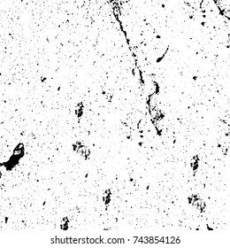 Grunge black white. Monochrome vector texture. The pattern of ink stains, cracks, fading. Overlay aged grainy messy template. Renovate wall scratched backdrop