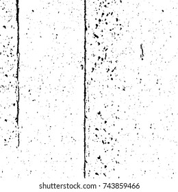 Grunge black white. Monochrome vector texture. The pattern of ink stains, cracks, fading. Overlay aged grainy messy template. Renovate wall scratched backdrop
