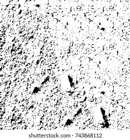 Grunge black white. Monochrome vector texture. The pattern of ink stains, cracks, fading. Overlay aged grainy messy template. Renovate wall scratched backdrop