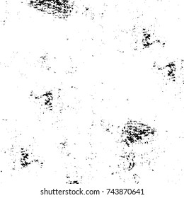 Grunge black white. Monochrome vector texture. The pattern of ink stains, cracks, fading. Overlay aged grainy messy template. Renovate wall scratched backdrop