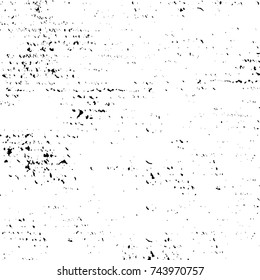 Grunge black white. Monochrome vector texture. The pattern of ink stains, cracks, fading. Overlay aged grainy messy template. Renovate wall scratched backdrop