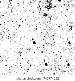 Grunge black white. Monochrome vector texture. The pattern of ink stains, cracks, fading. Overlay aged grainy messy template. Renovate wall scratched backdrop