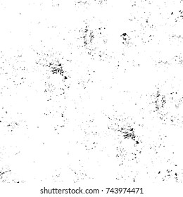 Grunge black white. Monochrome vector texture. The pattern of ink stains, cracks, fading. Overlay aged grainy messy template. Renovate wall scratched backdrop