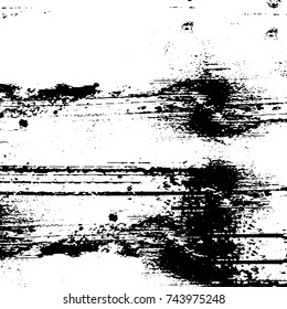 Grunge black white. Monochrome vector texture. The pattern of ink stains, cracks, fading. Overlay aged grainy messy template. Renovate wall scratched backdrop