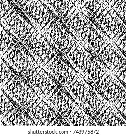 Grunge black white. Monochrome vector texture. The pattern of ink stains, cracks, fading. Overlay aged grainy messy template. Renovate wall scratched backdrop