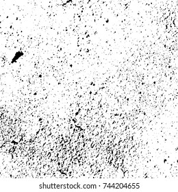 Grunge black white. Monochrome vector texture. The pattern of ink stains, cracks, fading. Overlay aged grainy messy template. Renovate wall scratched backdrop