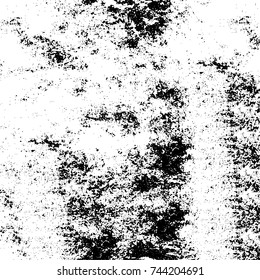 Grunge black white. Monochrome vector texture. The pattern of ink stains, cracks, fading. Overlay aged grainy messy template. Renovate wall scratched backdrop