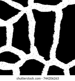 Grunge black white. Monochrome vector texture. The pattern of ink stains, cracks, fading. Overlay aged grainy messy template. Renovate wall scratched backdrop