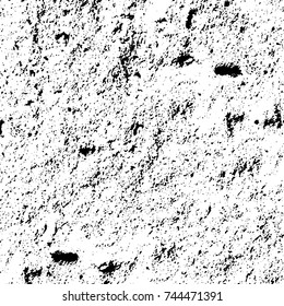 Grunge black white. Monochrome vector texture. The pattern of ink stains, cracks, fading. Overlay aged grainy messy template. Renovate wall scratched backdrop