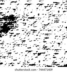Grunge black white. Monochrome vector texture. The pattern of ink stains, cracks, fading. Overlay aged grainy messy template. Renovate wall scratched backdrop