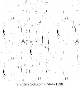 Grunge black white. Monochrome vector texture. The pattern of ink stains, cracks, fading. Overlay aged grainy messy template. Renovate wall scratched backdrop