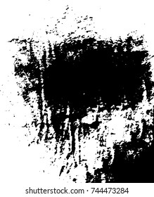 Grunge black white. Monochrome vector texture. The pattern of ink stains, cracks, fading. Overlay aged grainy messy template. Renovate wall scratched backdrop