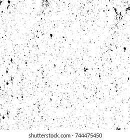 Grunge black white. Monochrome vector texture. The pattern of ink stains, cracks, fading. Overlay aged grainy messy template. Renovate wall scratched backdrop