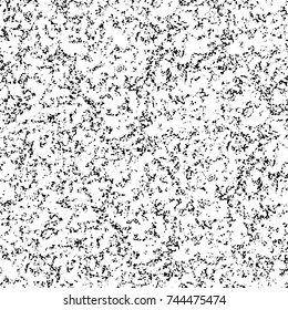 Grunge black white. Monochrome vector texture. The pattern of ink stains, cracks, fading. Overlay aged grainy messy template. Renovate wall scratched backdrop
