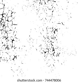 Grunge black white. Monochrome vector texture. The pattern of ink stains, cracks, fading. Overlay aged grainy messy template. Renovate wall scratched backdrop
