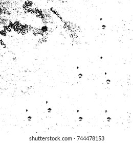 Grunge black white. Monochrome vector texture. The pattern of ink stains, cracks, fading. Overlay aged grainy messy template. Renovate wall scratched backdrop