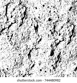 Grunge black white. Monochrome vector texture. The pattern of ink stains, cracks, fading. Overlay aged grainy messy template. Renovate wall scratched backdrop