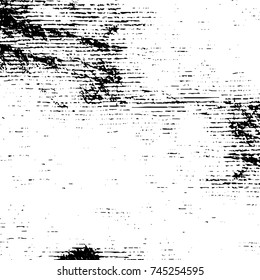Grunge black white. Monochrome vector texture. The pattern of ink stains, cracks, fading. Overlay aged grainy messy template. Renovate wall scratched backdrop