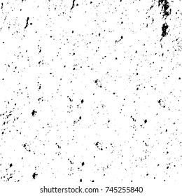 Grunge black white. Monochrome vector texture. The pattern of ink stains, cracks, fading. Overlay aged grainy messy template. Renovate wall scratched backdrop
