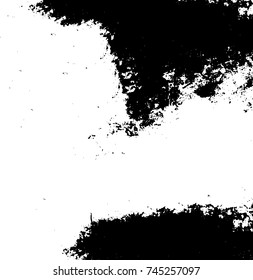 Grunge black white. Monochrome vector texture. The pattern of ink stains, cracks, fading. Overlay aged grainy messy template. Renovate wall scratched backdrop