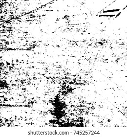 Grunge black white. Monochrome vector texture. The pattern of ink stains, cracks, fading. Overlay aged grainy messy template. Renovate wall scratched backdrop