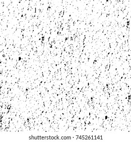 Grunge black white. Monochrome vector texture. The pattern of ink stains, cracks, fading. Overlay aged grainy messy template. Renovate wall scratched backdrop