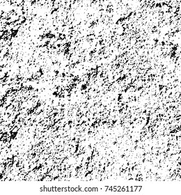 Grunge black white. Monochrome vector texture. The pattern of ink stains, cracks, fading. Overlay aged grainy messy template. Renovate wall scratched backdrop