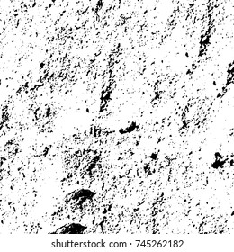 Grunge black white. Monochrome vector texture. The pattern of ink stains, cracks, fading. Overlay aged grainy messy template. Renovate wall scratched backdrop