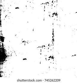 Grunge black white. Monochrome vector texture. The pattern of ink stains, cracks, fading. Overlay aged grainy messy template. Renovate wall scratched backdrop