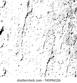 Grunge black white. Monochrome vector texture. The pattern of ink stains, cracks, fading. Overlay aged grainy messy template. Renovate wall scratched backdrop