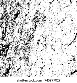 Grunge black white. Monochrome vector texture. The pattern of ink stains, cracks, fading. Overlay aged grainy messy template. Renovate wall scratched backdrop