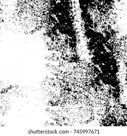 Grunge black white. Monochrome vector texture. The pattern of ink stains, cracks, fading. Overlay aged grainy messy template. Renovate wall scratched backdrop