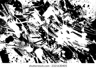 Grunge is black and white. A pattern of blots, splashes of paint. Vector abstract drawing
