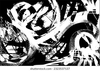 Grunge is black and white. A pattern of blots, splashes of paint. Vector abstract drawing