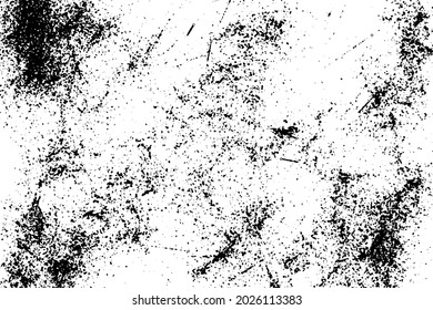 Grunge black and white pattern. Monochrome particles abstract texture. Background of cracks, scuffs, chips, stains, ink spots, lines. Dark design background surface.Grunge Texture Vector