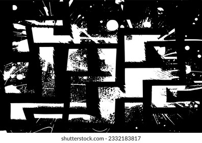 Grunge el patrón blanco y negro. Textura abstracta monocroma. Fondo oscuro de grietas, manchas, chips, líneas