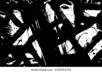Grunge black and white pattern. Monochrome abstract texture. Dark background from cracks, stains, chips, lines