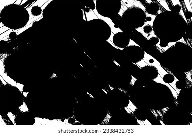 Grunge black and white pattern. Monochrome abstract texture. Dark background from cracks, stains, chips, lines