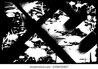 Grunge el patrón blanco y negro. Textura abstracta monocroma. Fondo oscuro de grietas, manchas, chips, líneas