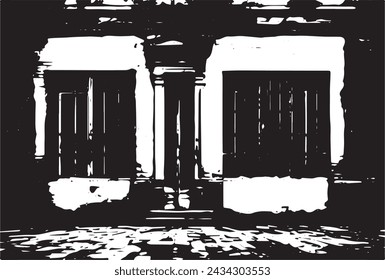 Grunge black and white pattern. Monochrome particles abstract texture.