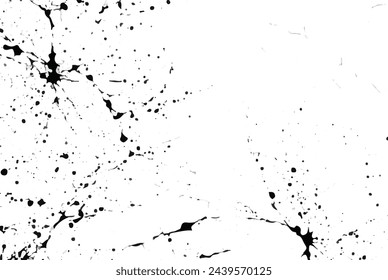 Grunge black and white pattern. Monochrome particles abstract texture. Background of cracks, scuffs, chips, stains, ink spots, lines. Dark design background surface. Black and white grunge Texture.