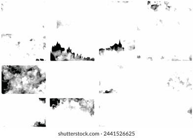 Grunge black and white pattern. Monochrome particles abstract texture. Background of cracks, scuffs, chips, stains, ink spots, lines. Dark design background surface. Gray printing element. Grunge art.