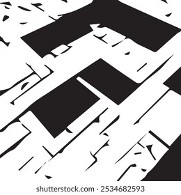 Grunge black and white pattern. Monochrome particles abstract texture. Background of cracks, scuffs, chips, stains, ink spots, lines. Dark design background surface. Gray printing element